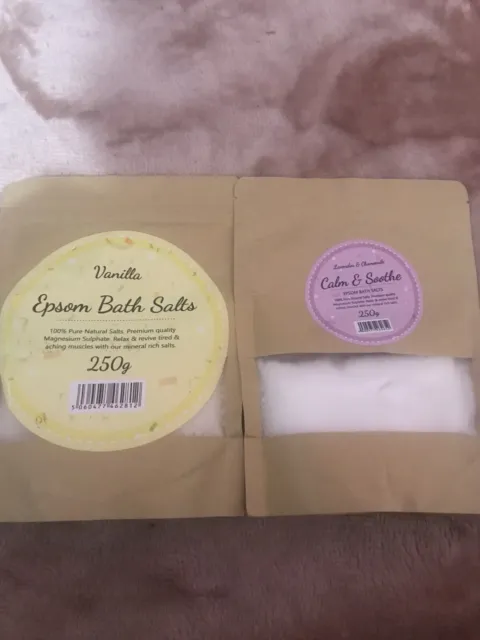 Badesalze (250g Beutel) Vanille & Kamille und Lavendel duftend