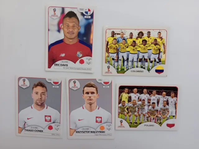 Panini 2018 Russia FIFA World Cup. Teams Col, Pan, Pol stickers. Made in Italy
