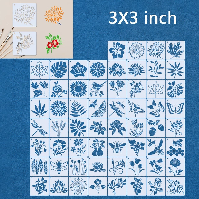 60 Stk Blumen Vögel Zeichnung Schablonen Wandmalerei Vorlage Handwerk Dekor DIY
