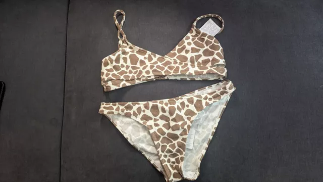 BNWT Zara Girl Kids Floral Bikini Swim Suit swimsuit 11-12 Old Giraffe Print