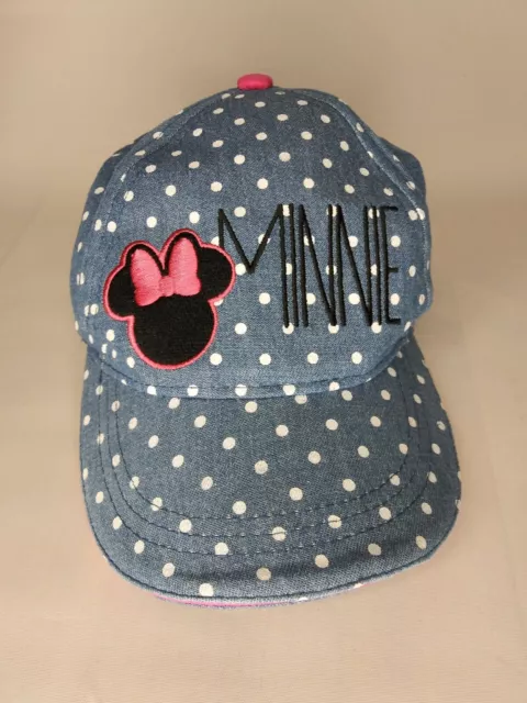 Disney Minnie Mouse Blue/White Polka Dot Girls Adjustable Hat PO