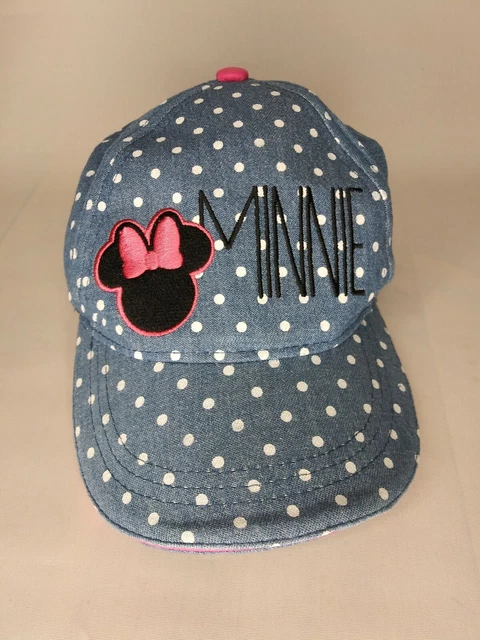 Disney Minnie Mouse Blue/White Polka Dot Girls Adjustable Hat PO