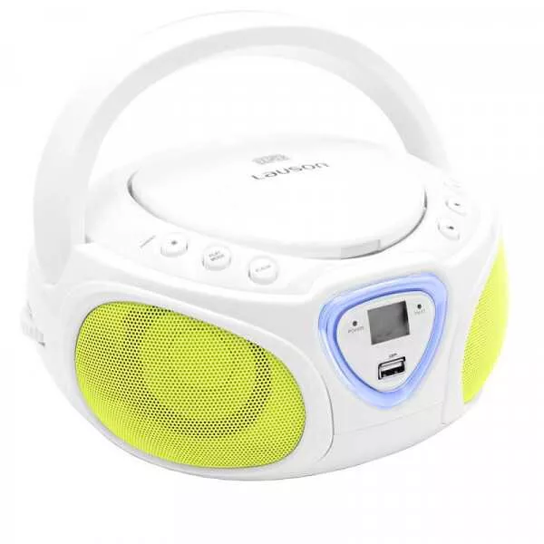 Reproductor CD Lauson CP451 - Boombox LED con USB y Lector SD Blanco *Falla CD*