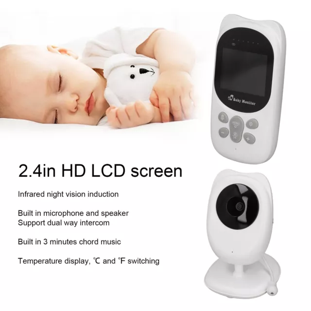 2.4in LCD Baby Monitor Wireless Dual Way Intercom Monitoring Camera Night Vi 2BD