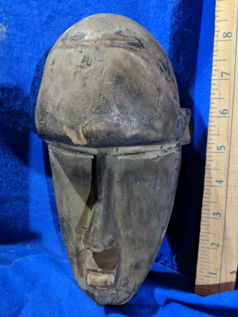 Very Old African Mask with Bulging Forehead — Authentic Carved African Wood Art