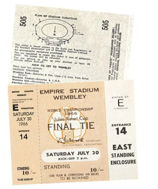 1966 World Cup Final ticket EAST STANDING - REPRINT  Empire Wembley Stadium