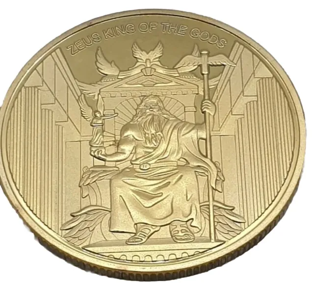 Zeus 'King Of The Gods' Greek Mythology Coin Finished in 24k Gold