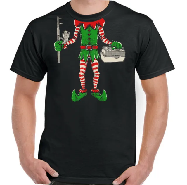 Pesca Elfo Uomo Divertente Natale T-Shirt Secret Babbo Regalo Pescatore Top