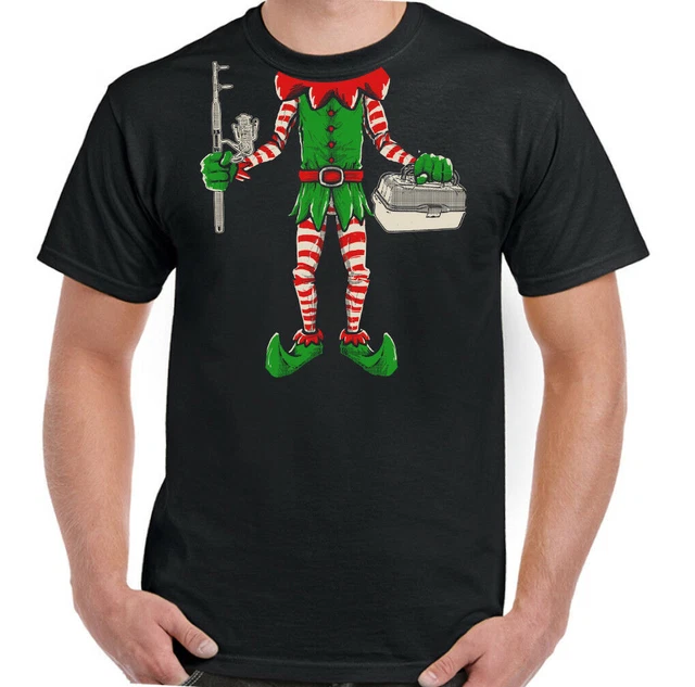 Pesca Elfo Uomo Divertente Natale T-Shirt Secret Babbo Regalo Pescatore Top
