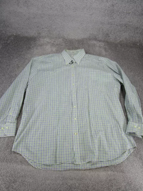 Peter Millar Shirt Mens Xl Long Button Up White Plaid Cotton