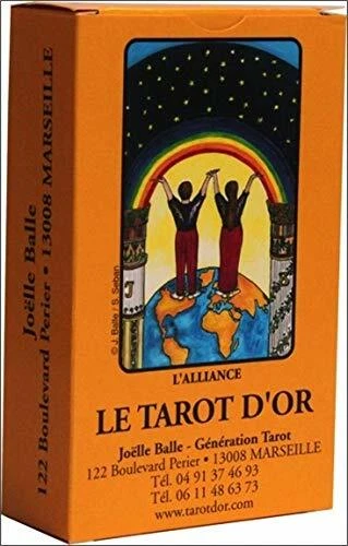 Jeu De Tarot 78 Cartes Feuille D'Or - PVC Imperméable Avec Guide 36 Pages Pour Débutants (Les Étoiles Et La Lune, Doré)