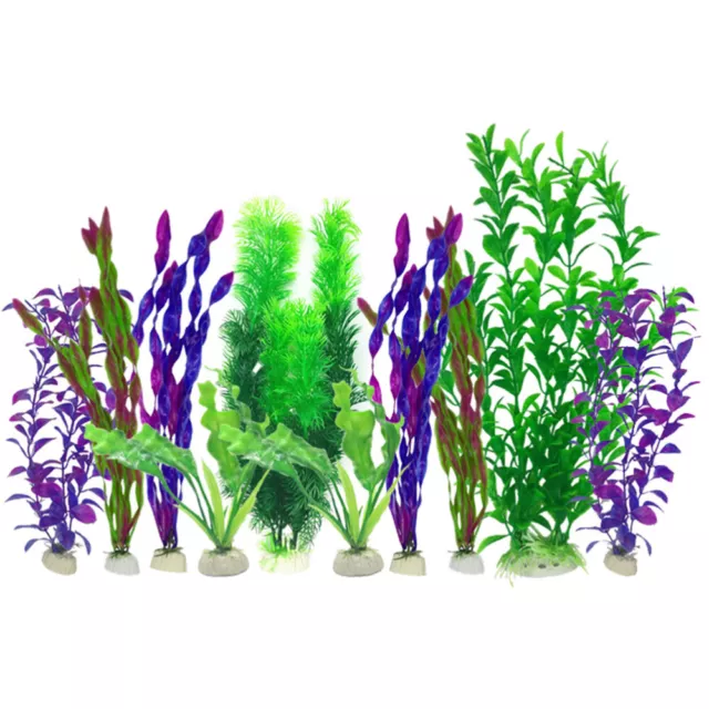 Set of 10 Fish Tank Underwater Plants - Plastic Material