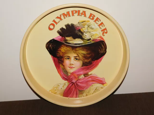 Vintage 13" Across 1972 Olympia Brewing Beer Victorian Lady  Metal Serving Tray