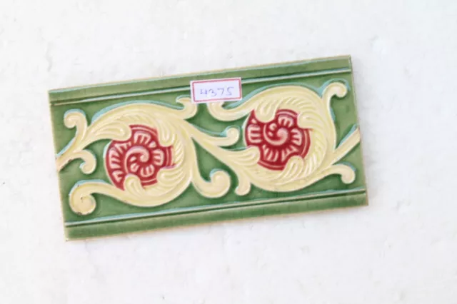 Japan antique art nouveau vintage majolica border tile c1900 Decorative NH4375