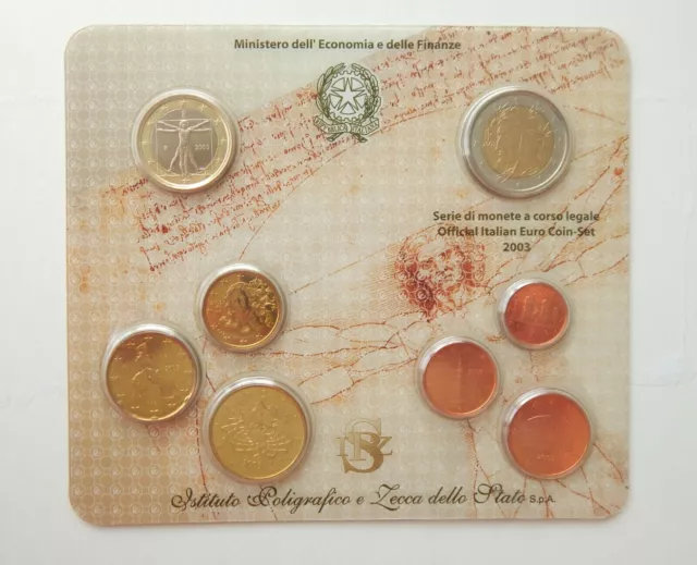 EURO KMS ITALIEN 2003 BU Kursmünzensatz im Folder Coin Set Italy Italia 3