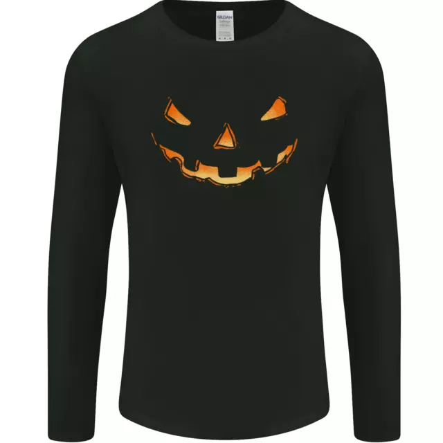 Halloween Pumpkin Face Funny Scary Mens Long Sleeve T-Shirt