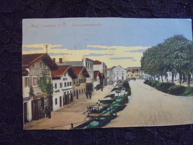 AK Ried/Innkreis, Stelzhammer-Straße, Geschäfte, Hofmann etc. (Postkarte 1911)