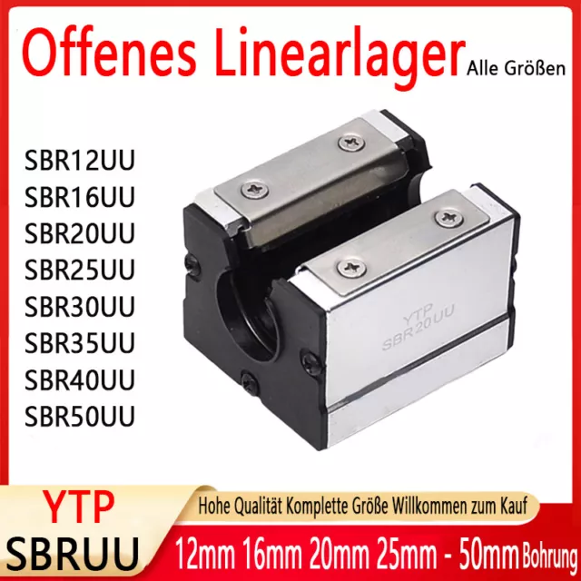 YTP öffnen Linearlager SBR12-SBR50UU Kugellager for 12-50mm CNC 3D Drucker Welle