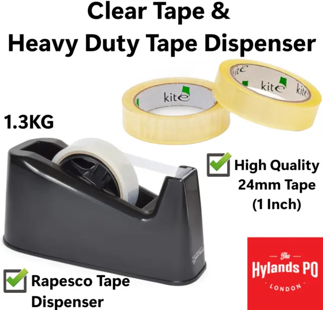 25mm Tape and Rapesco Heavy Weight Duty Tape Dispenser Desktop Parcel Packing