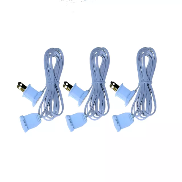 6 Ft White Extension Cord, Pack of 3 Pcs, Jumper Wire Plug in and End, AC 120...