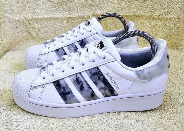 ADIDAS SUPERSTAR BOLD Trainers White Smoke Grey Size 7.5 Uk Rare