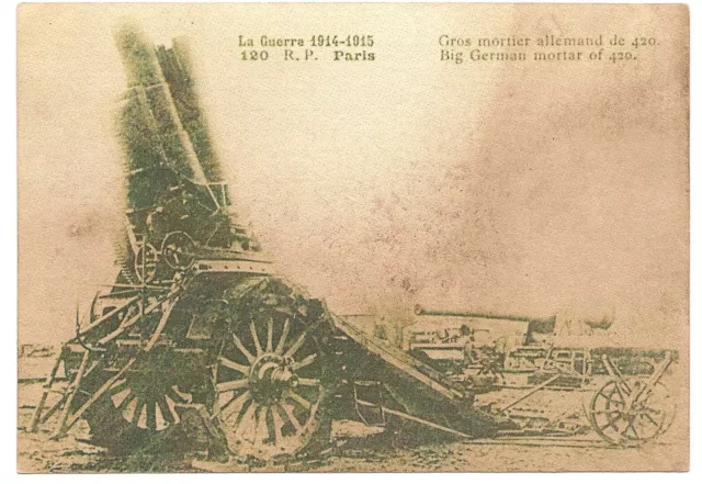 WWI patriotic French postcard captured German mortar