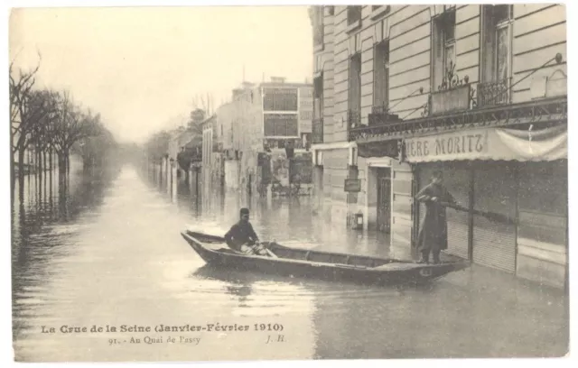 CPA 75 - LA CRUE DE LA SEINE January 1910 - PARIS - 91. Au quai de Passy