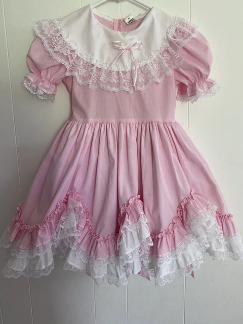 Vintage Lid’l Dolly’s Full Circle Pageant Party Dress Girls 6X Lace Ruffles