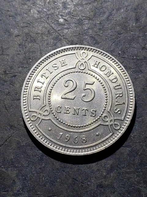 1968 British Honduras Unc 25 Cents Coin  Km#29