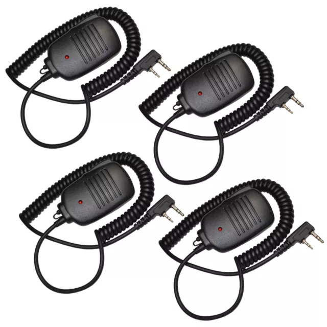 4-Pack 2 Pin Mini Speaker w/ Push-to-Talk Microphone for Kenwood TH Series Radio