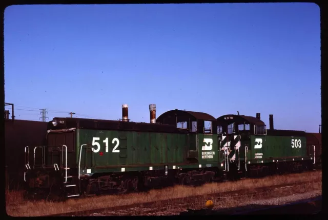 Original Rail Slide - BN Burlington Northern 512+ Rock Island IL 12-11-1982  NW2