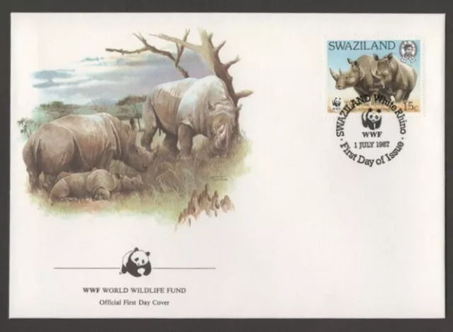 Swaziland 1987 Four First Day Covers White Rhinoceros World Wildlife Fund 2