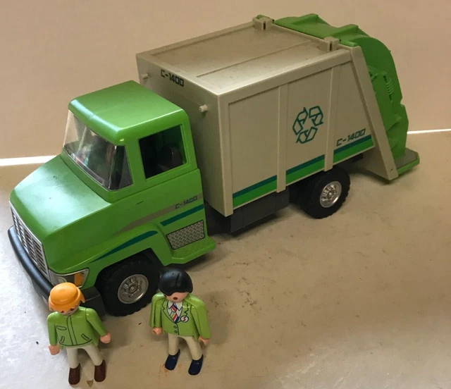 PLAYMOBIL PLASTIC TOYS Green Dust Bin Lorry & 2 Figures £14.99