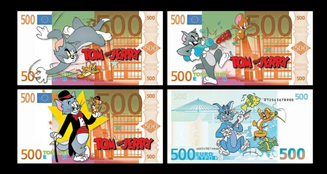 Tom and Jerry Novelty Notes Set of 3 Fun 500 Euro Bills