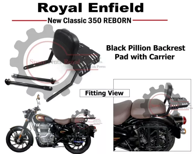 "Almohadilla de respaldo con soporte" negra para Royal Enfield New Classic 350