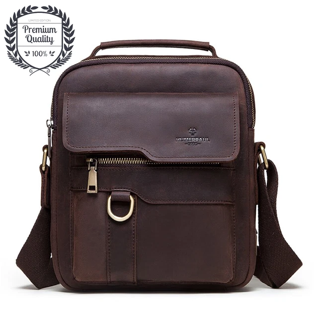 GENUINE LEATHER BAG Mens Designer Messenger Sling Crossbody Shoulder Handbag