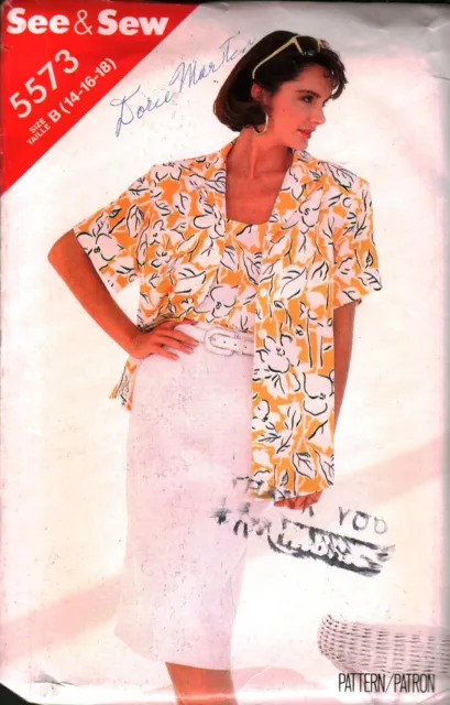 5573 Vintage Butterick Sewing Pattern Misses Loose Fitting Shirt Top Skirt UNCUT