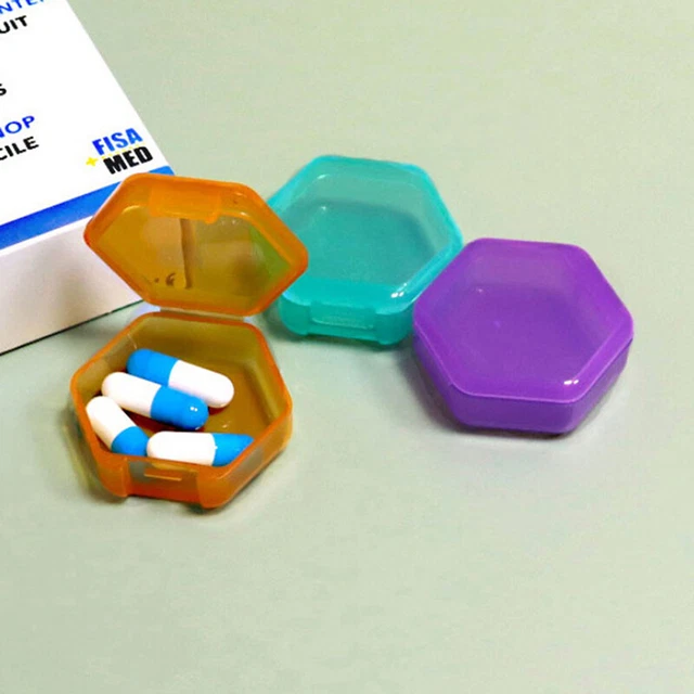3PCS Small Pill Box Daily Mini Pill Organizer Portable for Purse Pocket Trav BII
