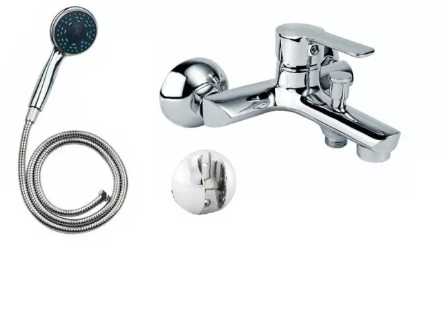 Badewannenarmatur mit Handbrause-Set chrom Einhebelmischer Bad Mischbatterie