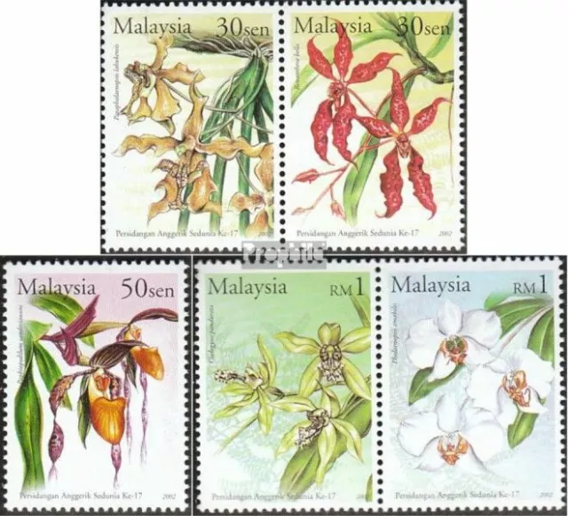 Malasia 1094-1098 con Parejas (edición completa) nuevo 2002 mundo-Orchideenkongr