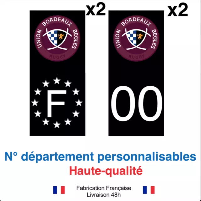 Stickers autocollant plaque d'immatriculation BORDEAUX BEGLES voiture NOIR