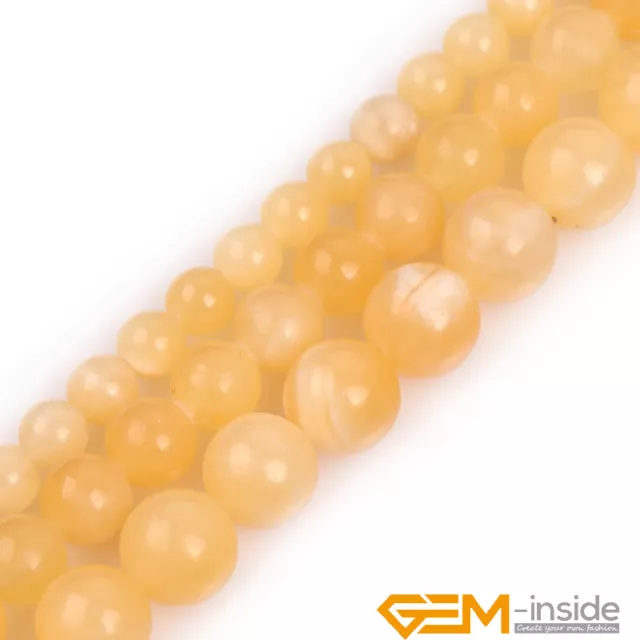 Light Yellow Jade Gemstone Round Beads For Jewelry Making 15" 6mm 8mm 10mm Pick