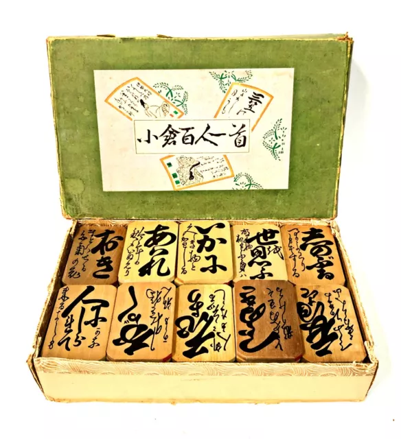 Japanese Karuta Card Game Ogura Hyakunin Isshu Wooden Tile Poem Poetry Guessing