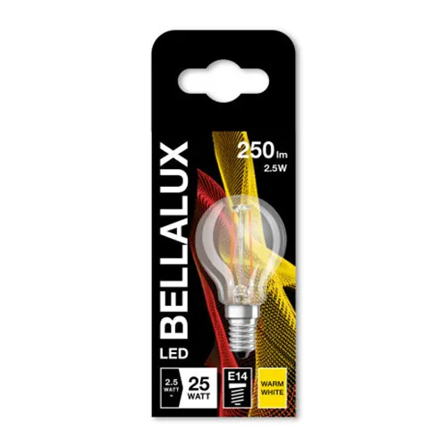 Bellalux LED Filament Leuchtmittel Tropfen 2,5W =25W E14 klar 827 warmweiß 2700K 3