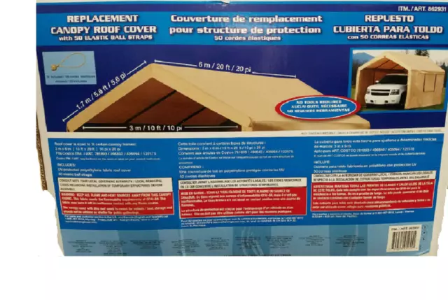 COSTCO 10 x 20 foot HEAVY DUTY CANOPY Replacement Tan Roof Top Cover Only  Tent