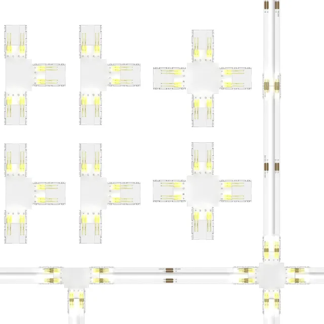MIWISE 10mm Connectors Kit for 4-Pin RGB COB LED T & Cross(10mm Width)