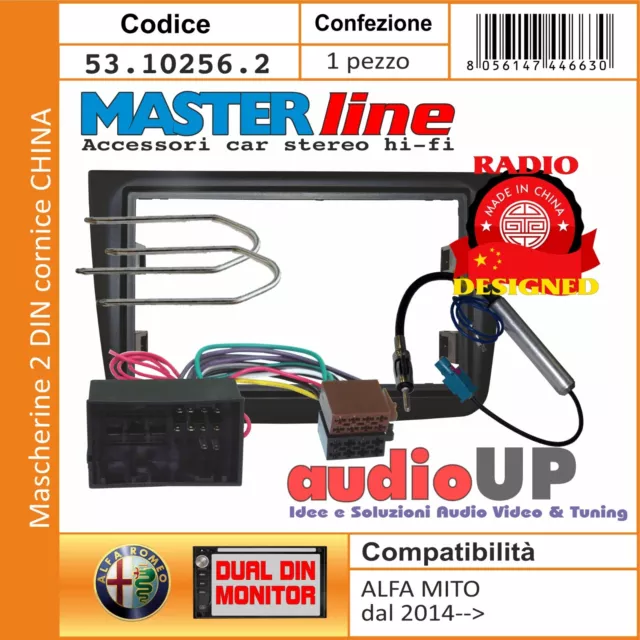 Mascherina Radio 2 Din Alfa Romeo Mito Dal 2014-  Con Cornice Per Radio Cinesi