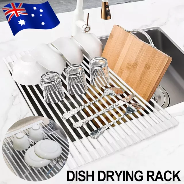 Kitchen Dish Rack Drainer Over Sink Dish Rack Roll Up Dish Drying Rack Foldable