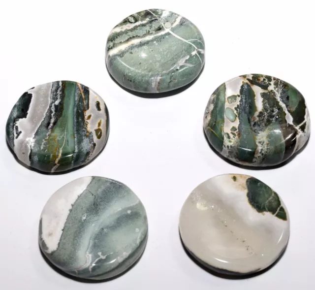 40mm Vert Blanc Agate Socle Poli Cristal Naturel Minérale Pierre - Inde