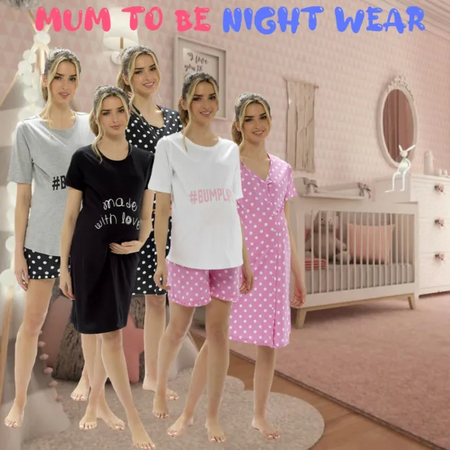 Ladies Maternity Nightshirt Ladies Maternity Pyjamas Womens Ladies Short Pyjamas